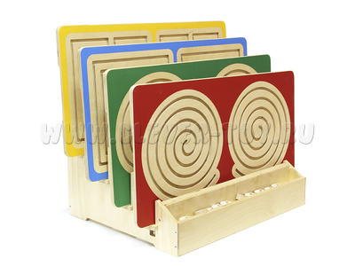 Комплект дидактических лабиринтов малых (4-е лабиринта) с подставкой Комплект дидактических лабиринтов малых (4-е лабиринта) с подставкой