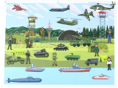 Панно Военные профессии и транспорт, фетр (129 дет. + 2 планшета)